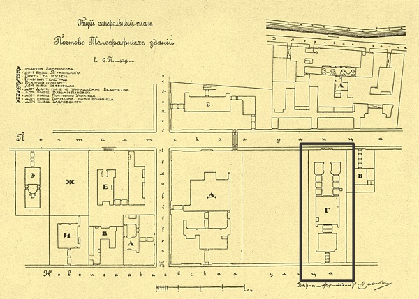 Генеральный план строений Почтово-Телеграфного Ведомства, 1888